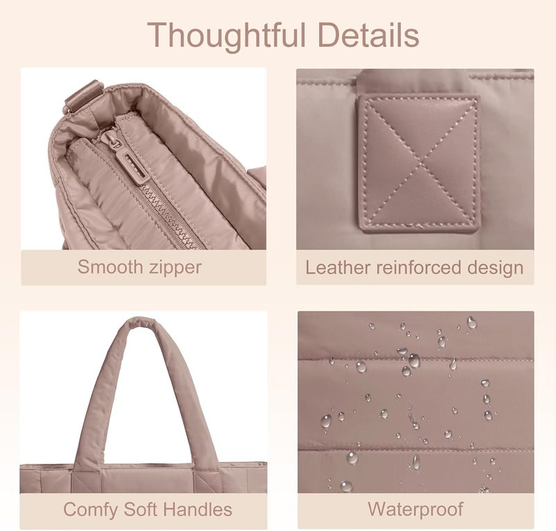 GASSDA Tote Bag for Women Puffer Tote Bag Large Nurse Bags Shoulder Handbag with Zipper for Work Travel - Image 5